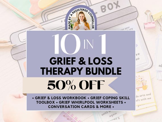Grief and Loss Therapy Bundle, Grief and Loss Worksheets, Narrative Therapy, Conversation Cards, Kids Coping Skill Toolbox, Therapy Sheets