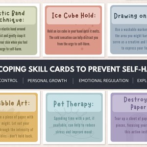 Self-Harm Coping Skill Cards for Teens - Depression and Anxiety Support image 3