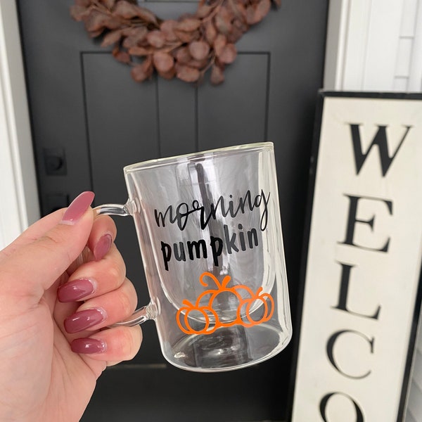 Morning Pumpkin Clear Glass Mug