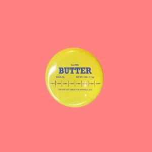 Salted Butter Button Badge or Fridge Magnet, Baking Lover Pin Gift