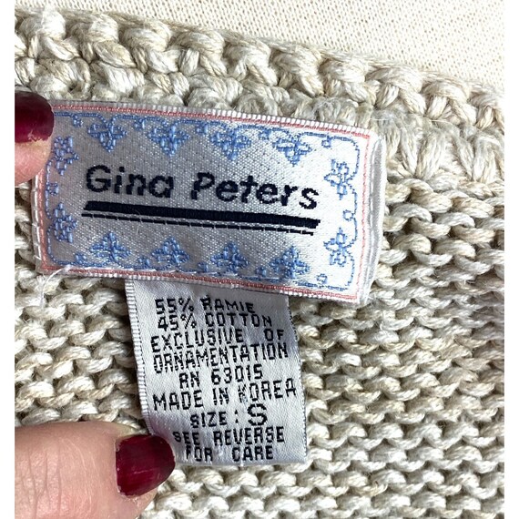 Vintage Gina Peters cotton sweater vest pink crea… - image 5