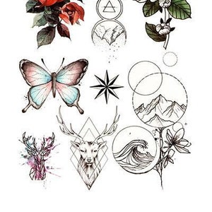 Deer Butterfly and Blossoms Best Temporary tattoos
