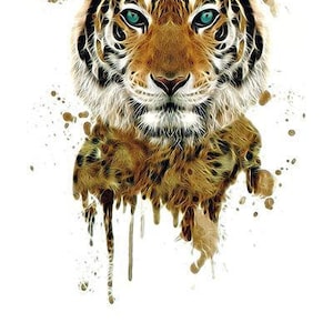 Tiger In Running Paint Best Temporary Tattoos