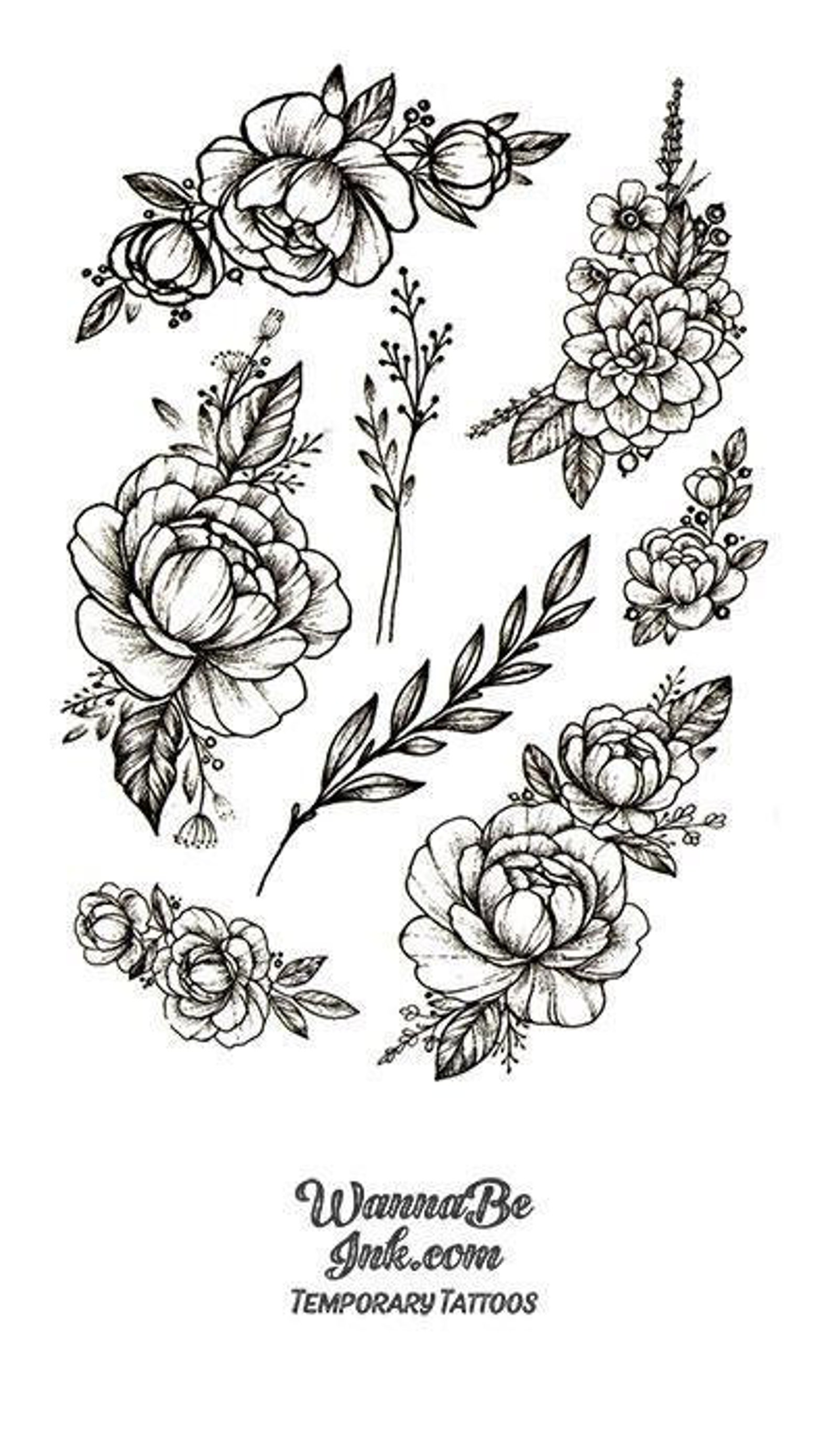 Roses and Stems Best Temporary Tattoos Etsy UK