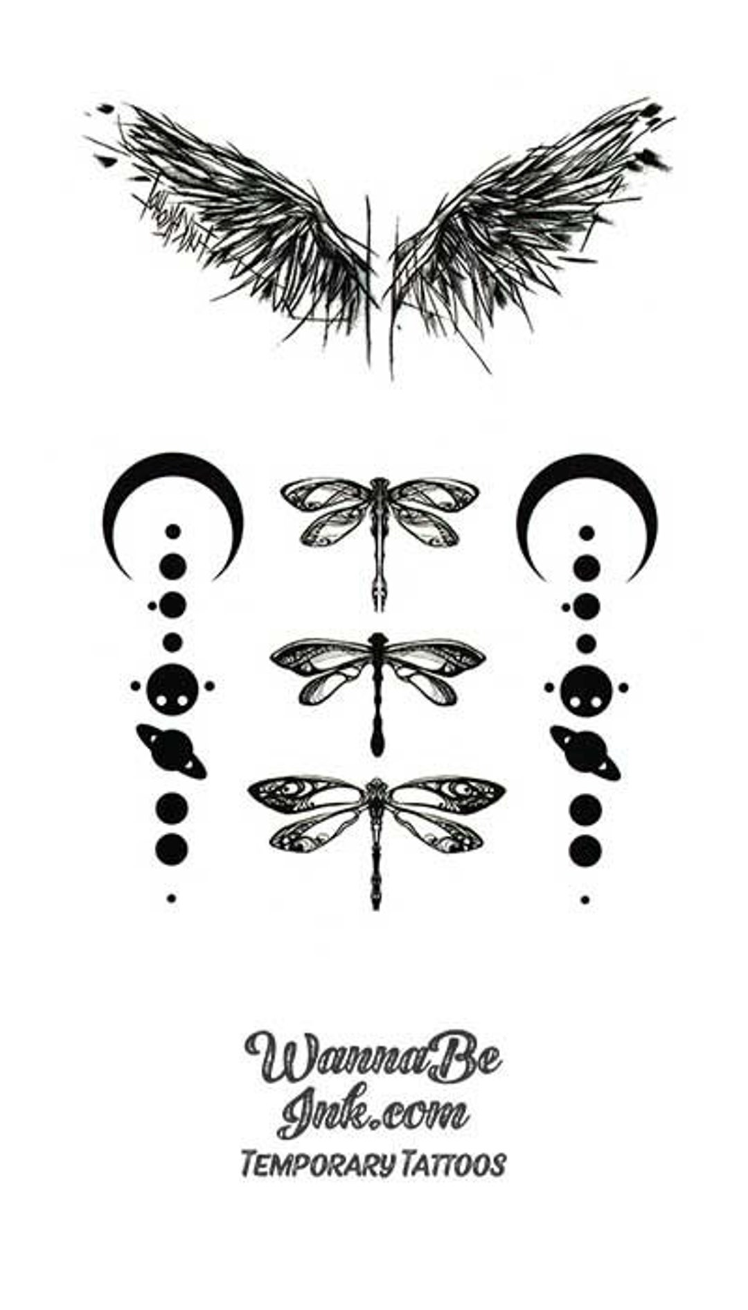 Wings Dragonflies Crescent Moons and Planet Strings Best Temporary ...