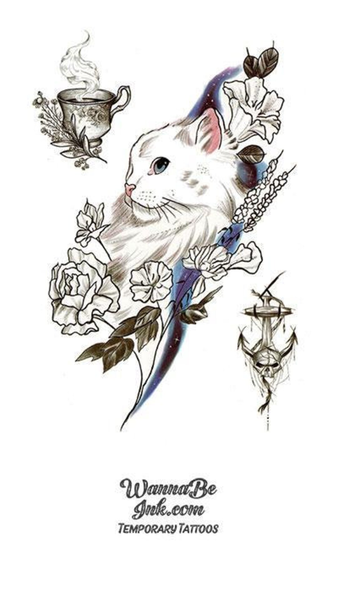 Débardeur Femme Motif Chat Attrape-Rêves Tatouage Amérindien Hipster - Blanc, Taille S