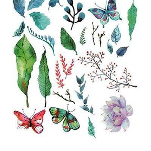 Blue Leaves Blossoms and Butterflies Best Temporary Tattoos