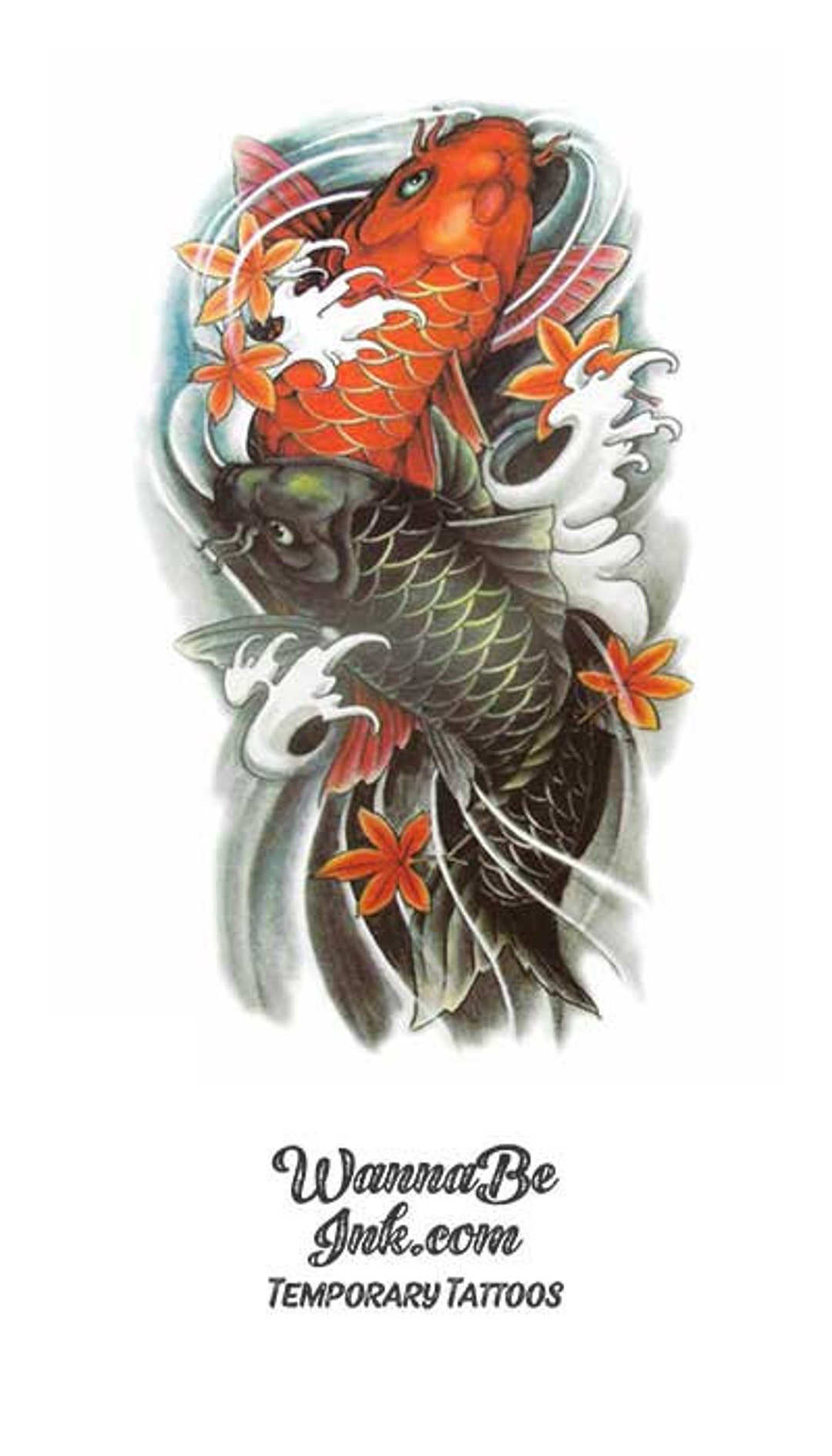 Green and Orange Koi Fish Best Temporary Tattoos - Etsy