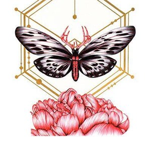 Butterfly with Pink Rose Best Temporary Tattoos
