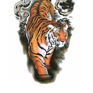Tiger Walking Through Smoke Best Temporary Tattoos