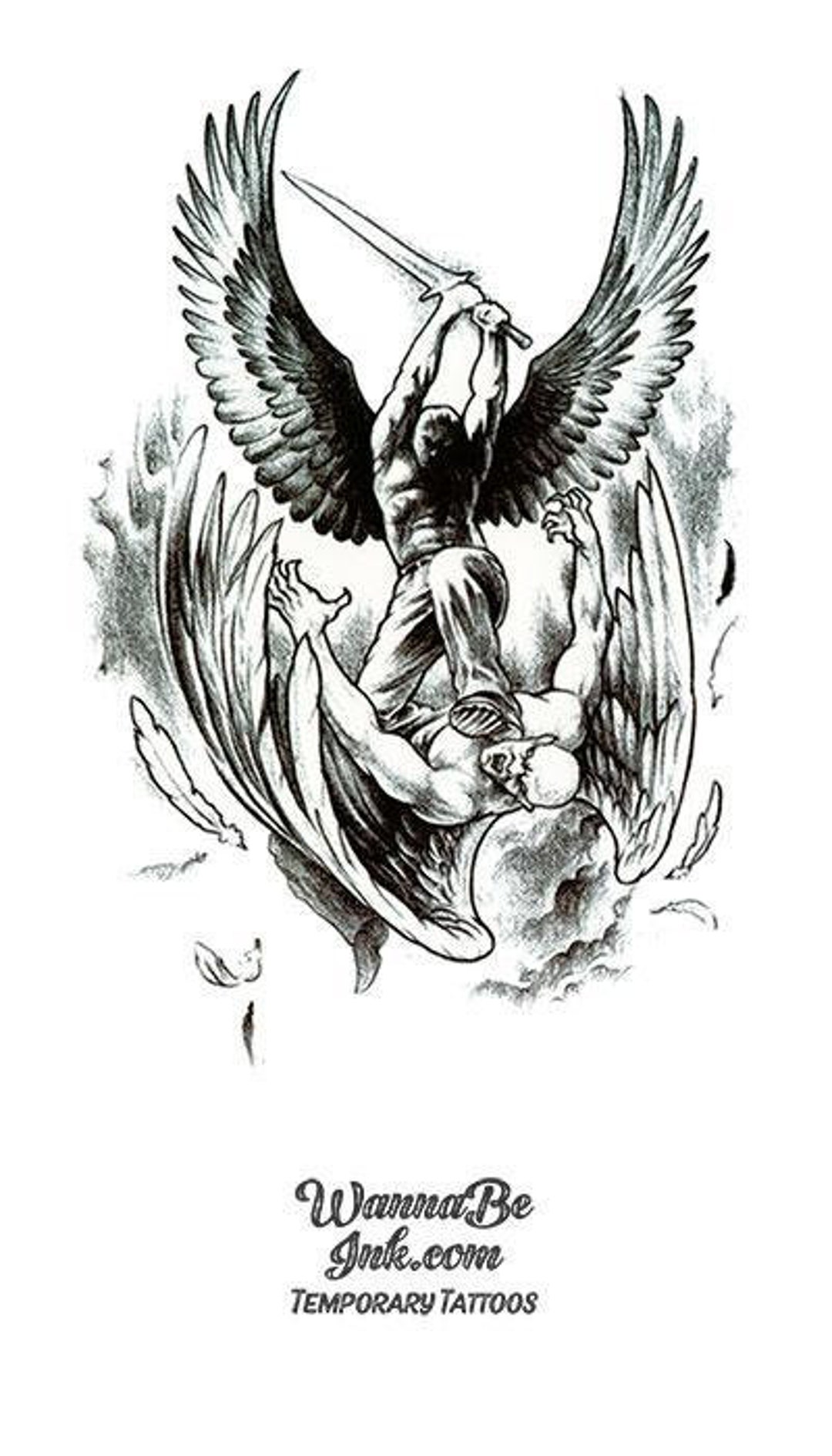 Warrior Angel Fighting With Sword Best Temporary Tattoos - Etsy Canada