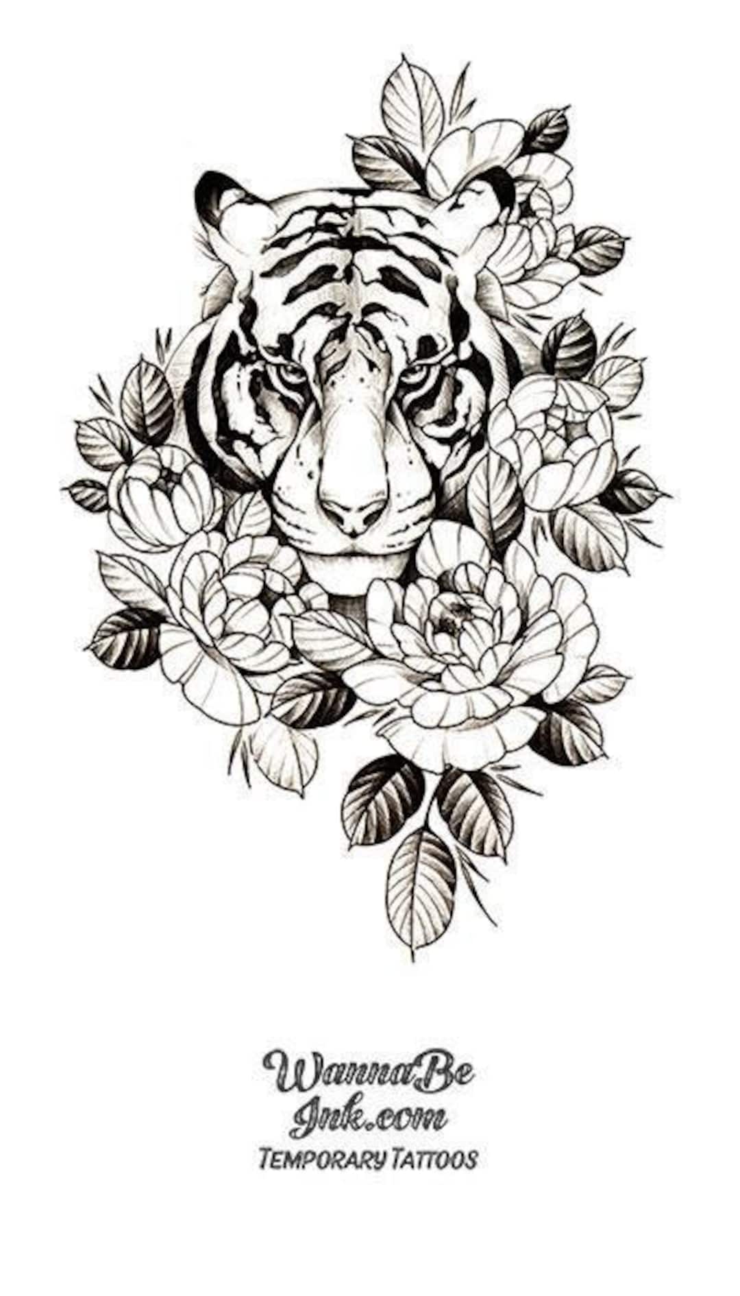 Tatuaggi Temporanei Per Il Viso A Forma Di Tigre - Adesivi Per Halloween, Carnevale E Feste (17x17 Cm)