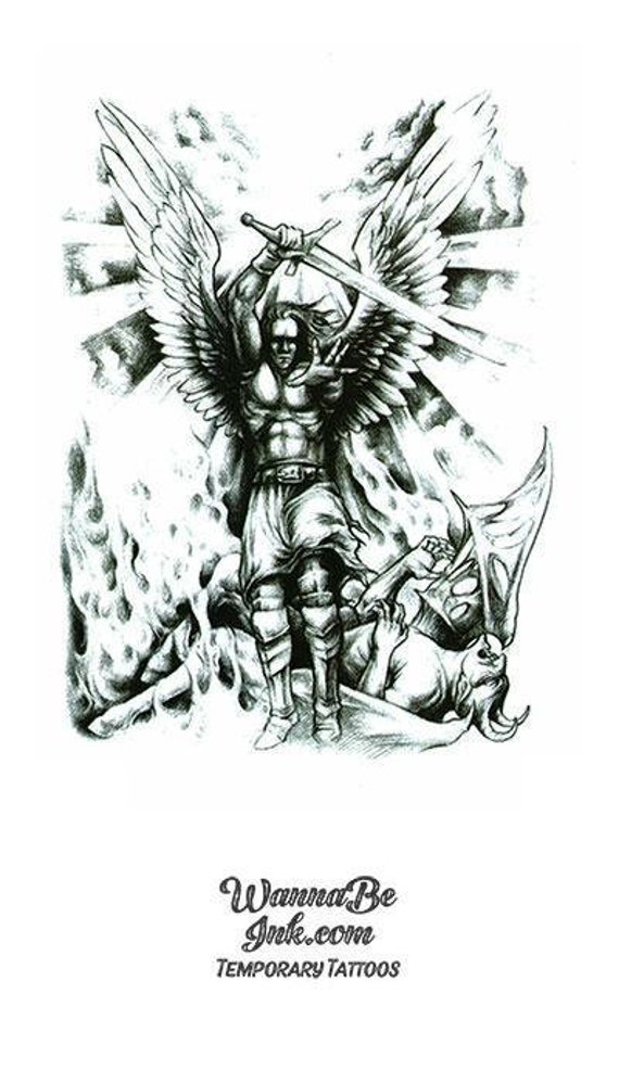Angel Warrior With Sword Best Temporary Tattoos - Etsy