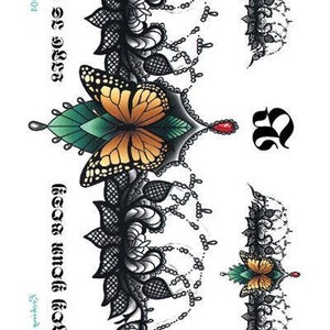 Monarch Butterfly with Birds and flowers Temporary Chest Tattoos