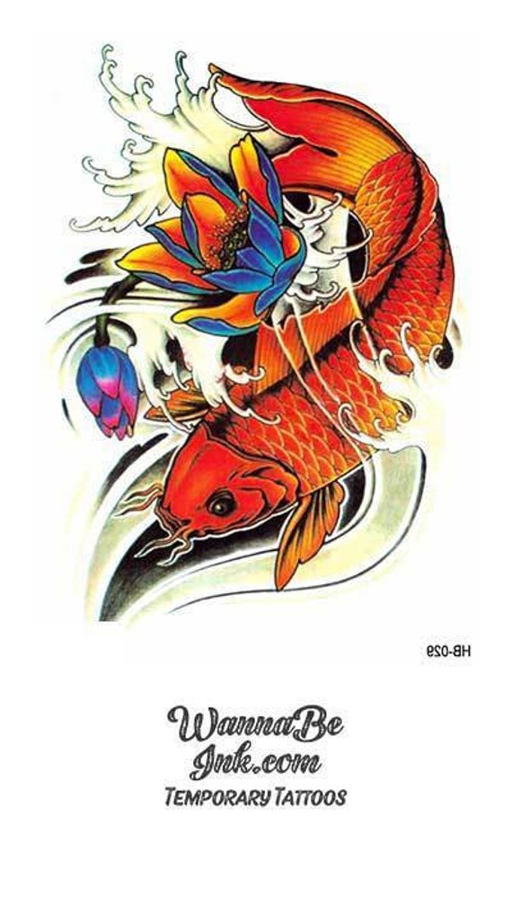 Orange Koi Fish and Blue Flower Best Temporary Tattoos - Etsy Australia