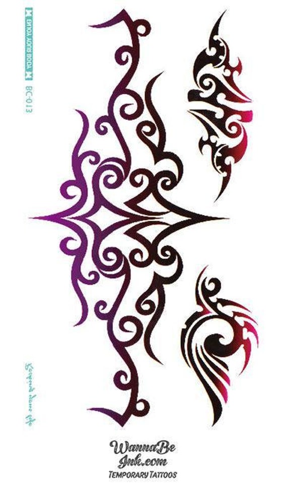 Purple to Black Tribal Design Temporary Tattoo Under Breast - Etsy