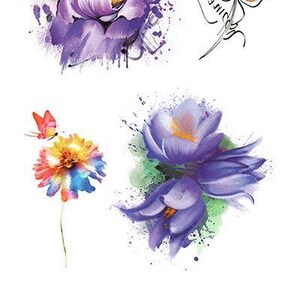 Purple and Blue Flowers Best temporary Tattoos