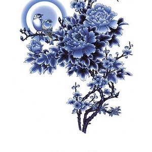 Blue Birds Landing On Rose Blossoms Best Temporary Tattoos