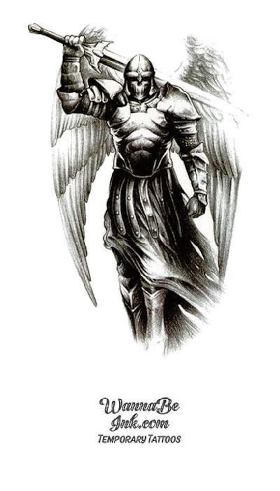 Warrior Angel Drawing Sword Best Temporary Tattoos - Etsy Ireland