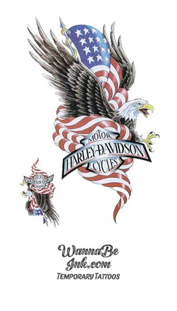 Eagle Carrying American Flag Tattoo