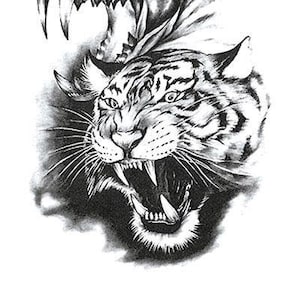 Growling Tiger and Tiger Skull Best Temporary Tattoos