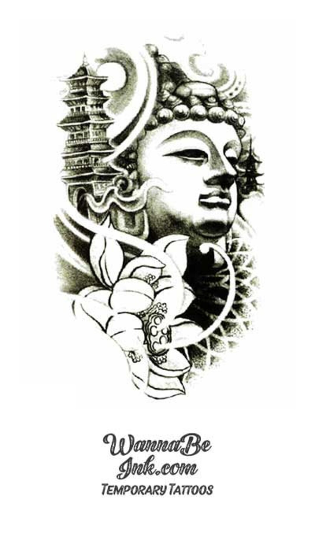 Tatouage Bouddha Fleur De Cerisier Bouddha à côté de la grande pagode Meilleurs tatouages - Etsy France