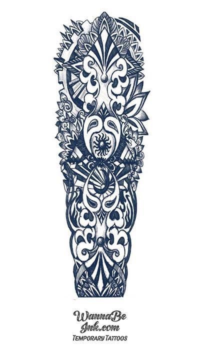 Polynesian Tribal Temporary Sleeve Tattoos
