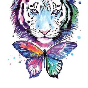 Colorful Tiger and Butterfly Best Temporary Tattoos