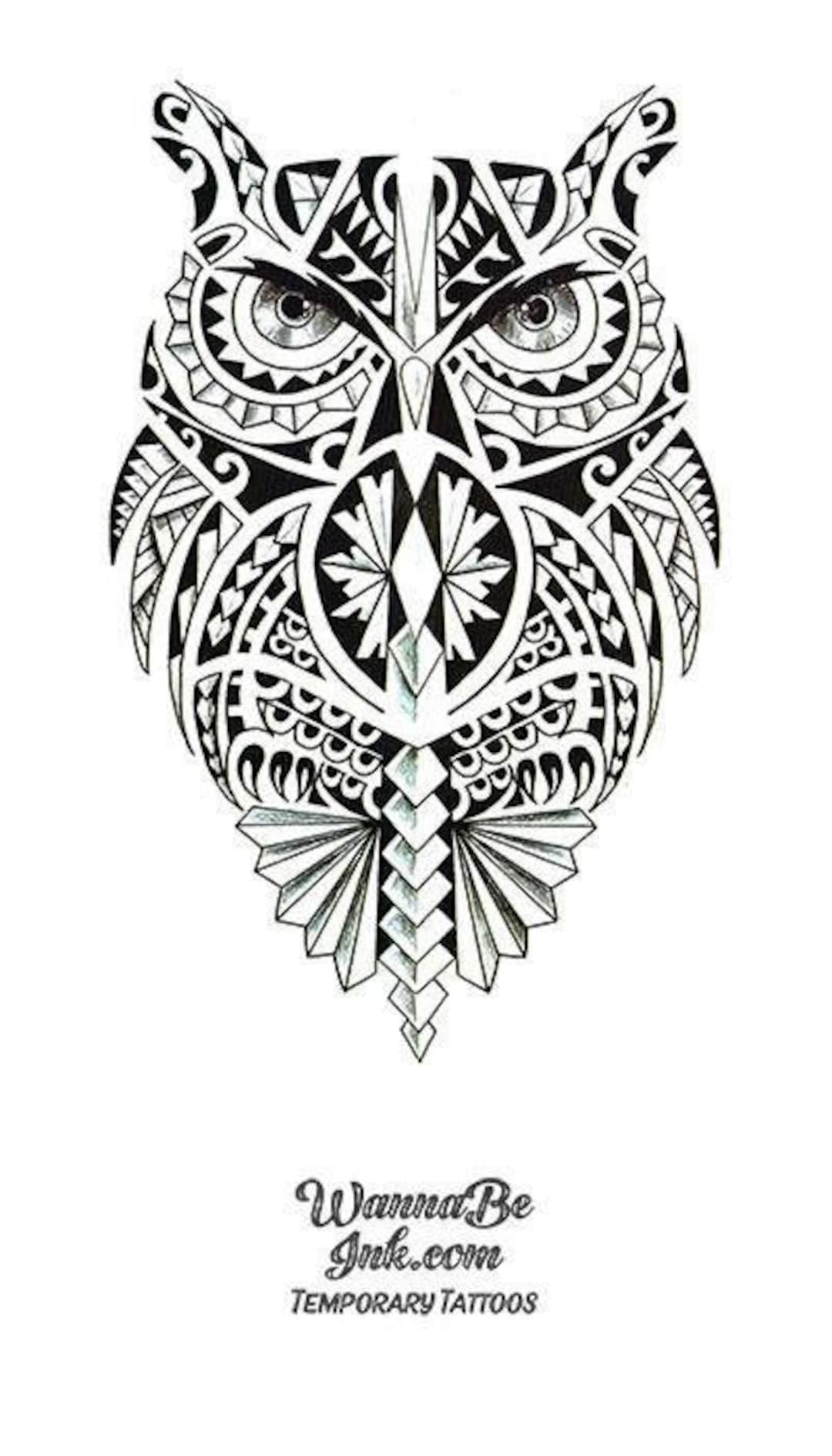 Owl in Geometric Pattern Best Temporary Tattoos - Etsy Singapore