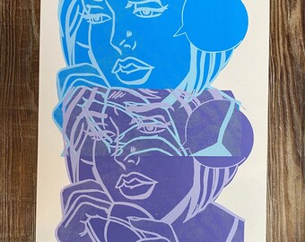 Blue & Purple Pop Art Screen Prints 9x12; Sold Individually