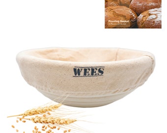 WEES-CK Handgefertigt aus 100% natürlichem Rattan - Peddigrohr Gärkörbchen, inkl. Anleitung und Leineneinsatz (Rund 25 cm)