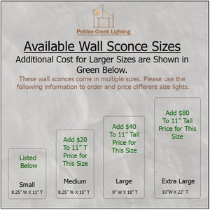 This diagram for our southwestern lighting shows the different available sizes and shapes.