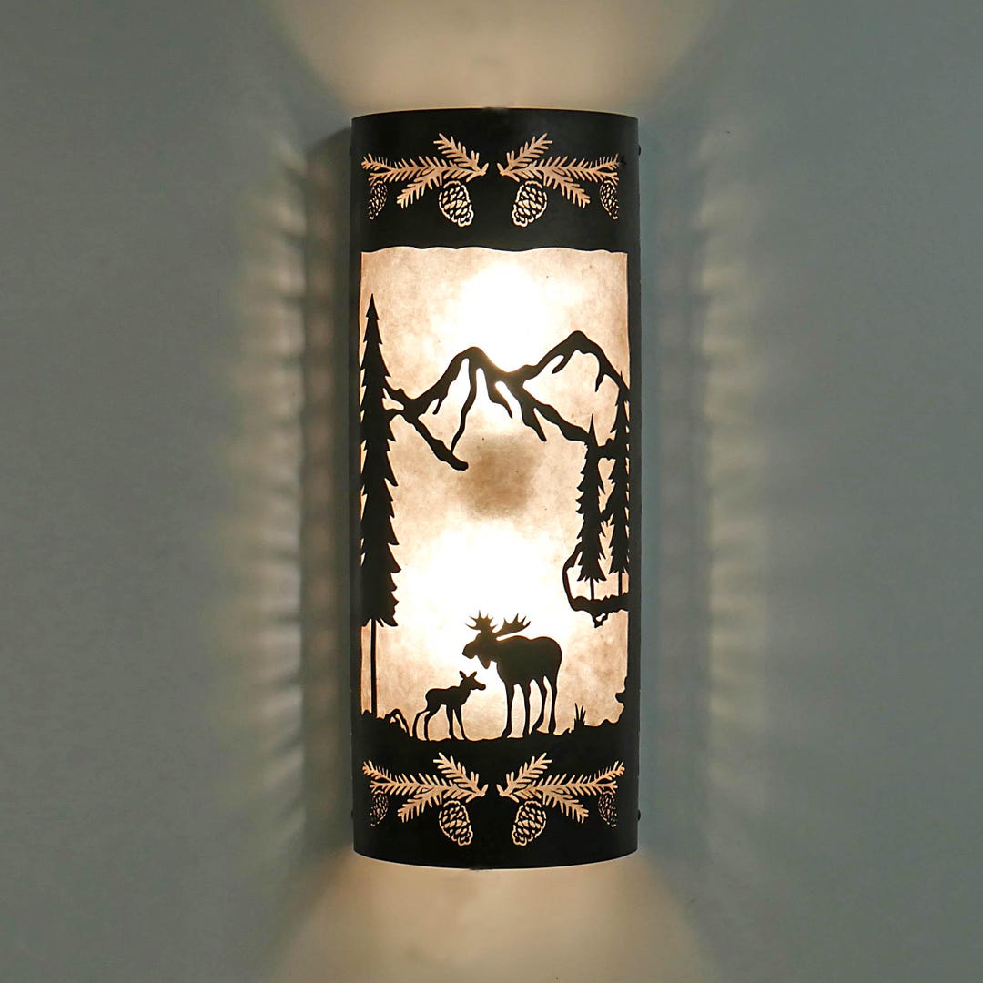 Rustic Two Moose Design Slender Indoor/outdoor Wall Light – Cabin Style ...