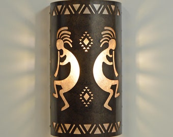 Southwestern Style Wall Light fixture with Kokopelli Design- Made In USA- Southwestern Decor, Santa Fe Style, Ceramic Wall Lighting