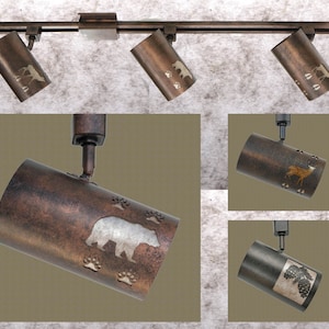 Rustic Cabin Style Track Light With Bear Design- Log Cabin Lighting- Rustic Style Lighting