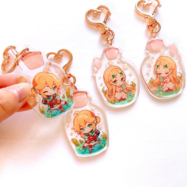 BOTW Zelda & Link Bottle Charms [Kamochiruu]