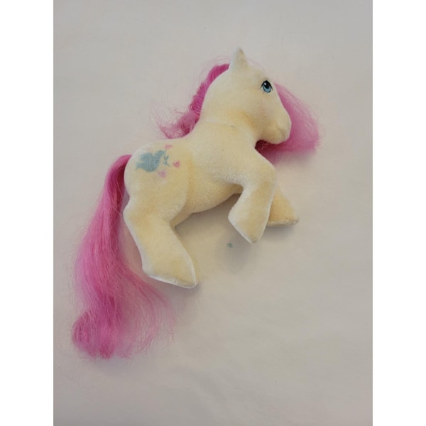 VTG 1983 G1 MLP My Little Pony So Soft Truly Fuzzy Flocked Crema Dove Pink Hair