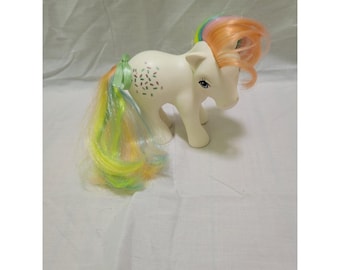 Vintage My Little Pony MLP G1 Confetti Rainbow 1983 White
