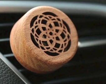 Difusor de aceites esenciales de madera para coche, clip de ventilación - Ambientador natural, clip de aromaterapia reutilizable para todo tipo de coches, regalo ecológico
