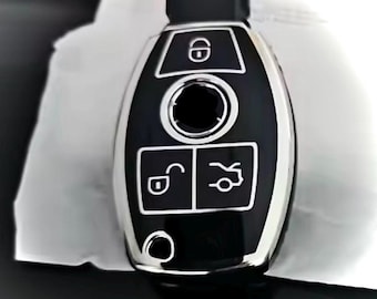 Funda para llave de coche de 3 botones, carcasa negra, para Mercedes Benz Clase A, C, E, S, W204, W205, W212, W213, W176, GLC, CLA, AMG, W177, accesorios para coche.