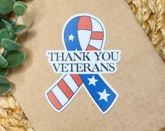 B1G1 Free, Vinyl Thank You Veterans Sticker, Military Veteran, Army, Navy, Marine, Space Force, Air Force, Coast Guard, Free Shipping