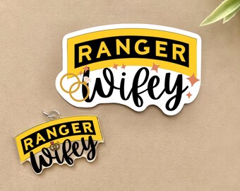 Vinyl Military Ranger Wifey Sticker and Transparent Acrylic Keychain/Charm, Ranger Wife, USA Army, RLTW, Free Thank You Veterans Sticker