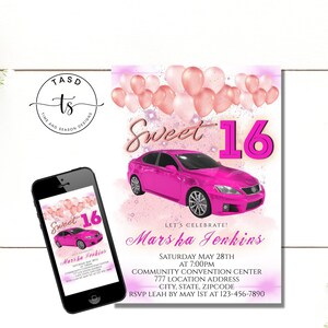Girl 16th Birthday Invitation. Sweet 16 Birthday Invites. Sweet 16 Invitation Template. Editable 16th Birthday Invitation. Sixteenth Bday.