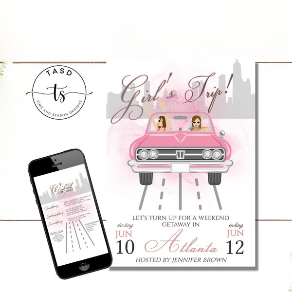 Girls Birthday Road Trip Invitation Etsy