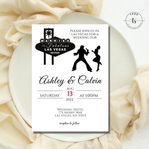 Las Vegas Wedding Invitation. Las Vegas Engagement Party Printable. Editable Vegas theme Wedding. Elvis Wedding Invitation Download. 5x7