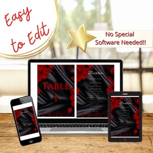 Red and Black Wedding Reception Card. Red and Black Table Card ...