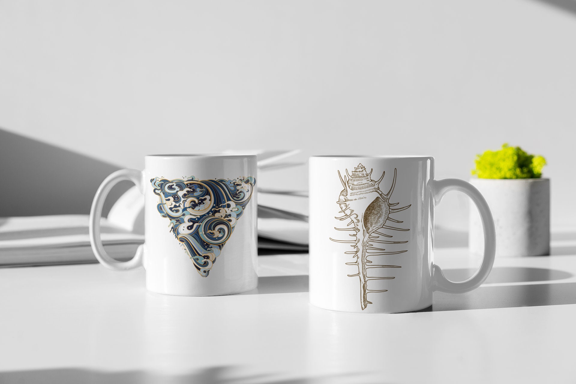 Mug Tasse Motif Vagues Mandala Coqquillage Exotique