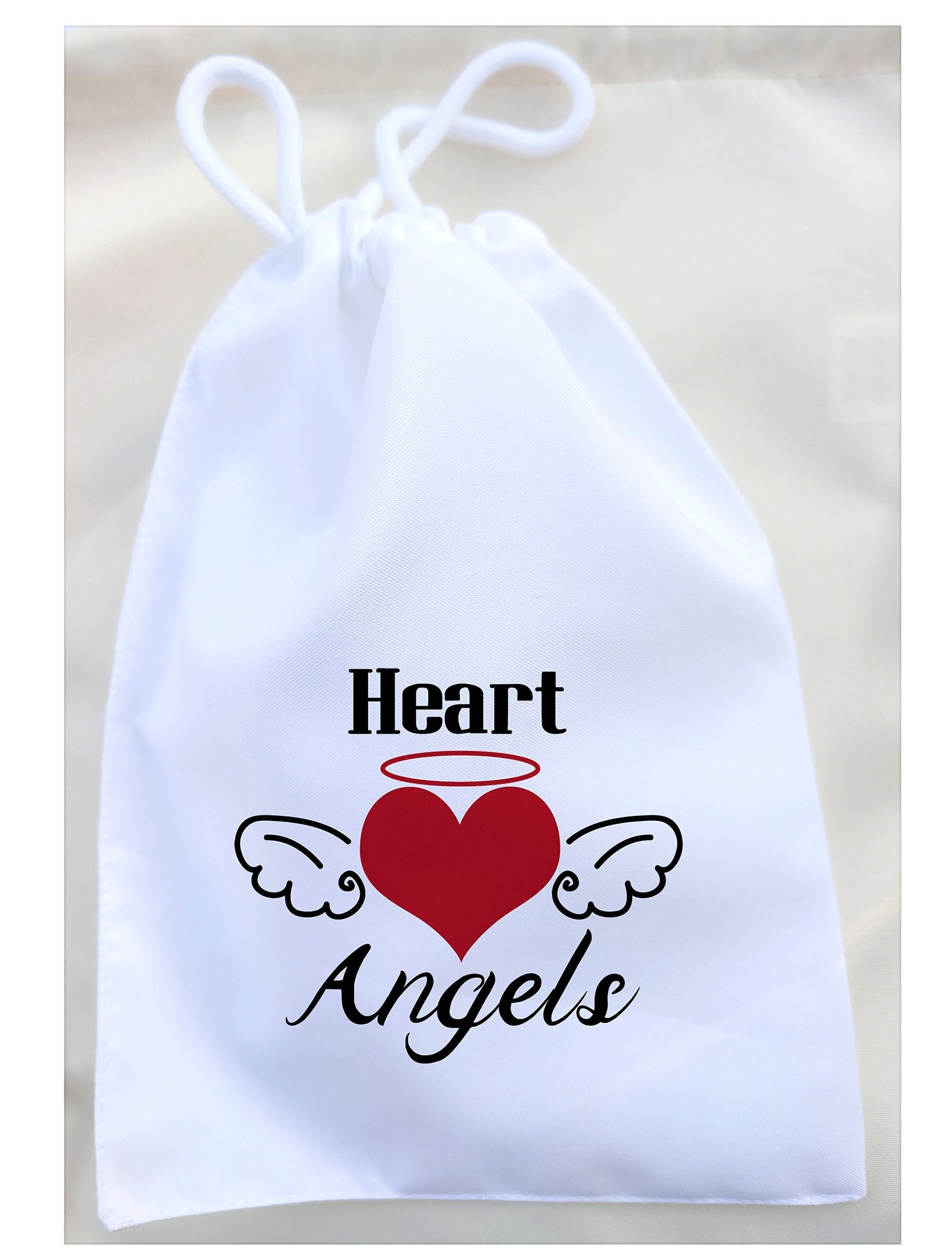 Tassen met waterafstotende Links Heart Angels / aanpasbaar met de tekst voornaam datum. Trouwen Accessoires Tassen & Portemonnees 