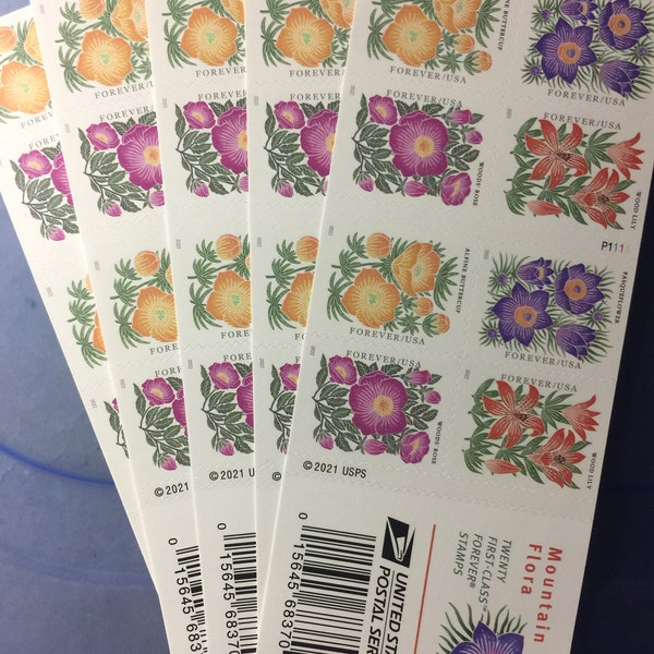 New USPS Mountain Flora Forever Stamps 100 Stamps Total 5 sheets X 20
