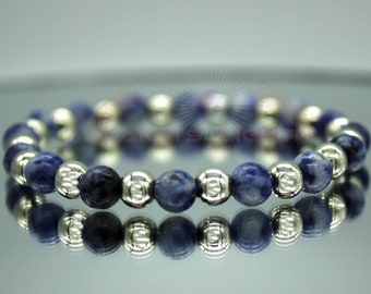 Blue Sodalite Bracelet, Crystal Healing Bracelet, Sodalite, Throat Chakra, Blue Sodalite, Blue Sodalite Jewelry, Handmade, Blue Jewelry